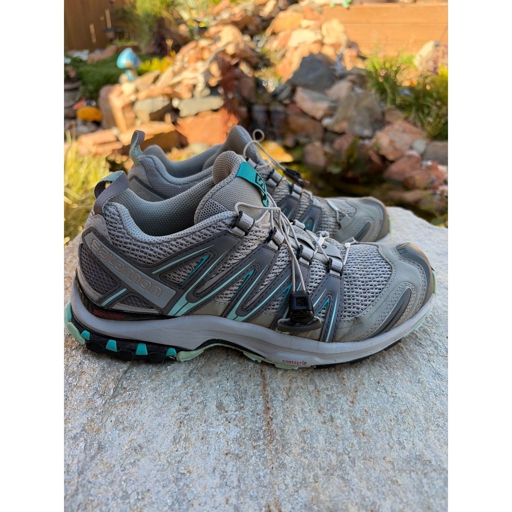 Salomon XA Pro 3D Trail Running Shoes Grey Teal 393291 Womens 9 Hiking Sneaker